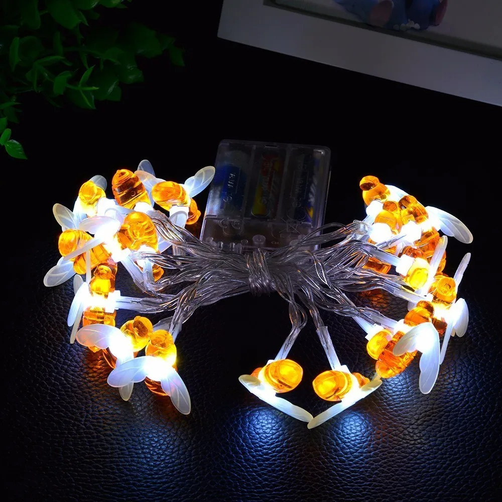 Bee LED String Light 10/20/30/40leds Battery Power Holiday Party Christmas Garland Decoration Fairy Lights | Освещение