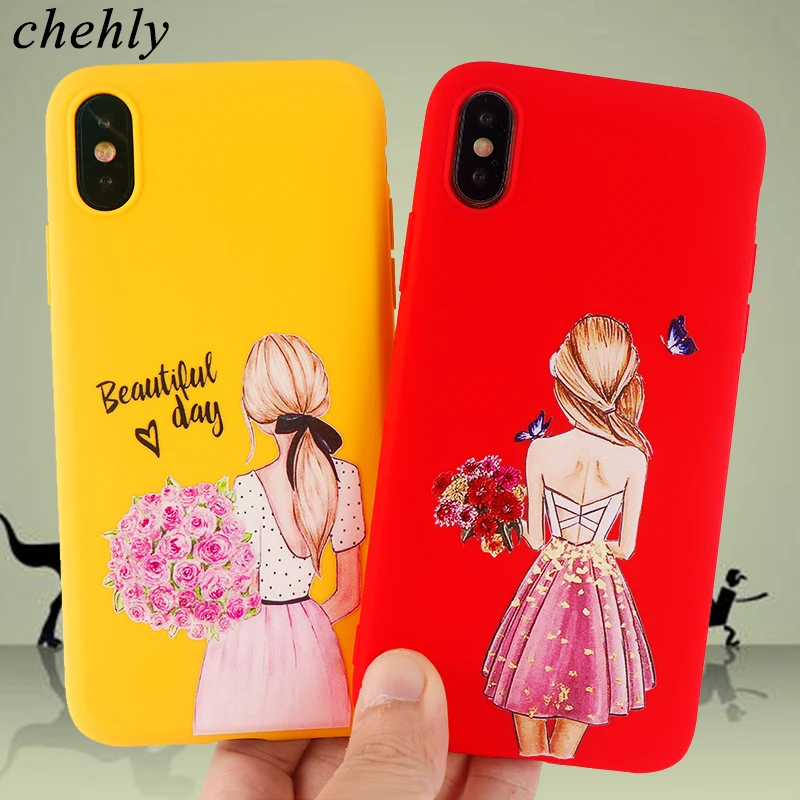 Чехол Beauty girl для iPhone X XR XS Max 8 7 6 S Plus модные чехлы мягкая силиконовая защита