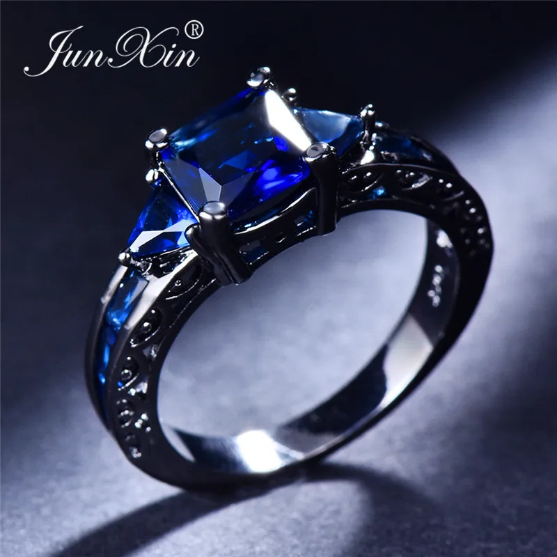 Женское квадратное кольцо JUNXIN разноцветное обручальное с кристаллами