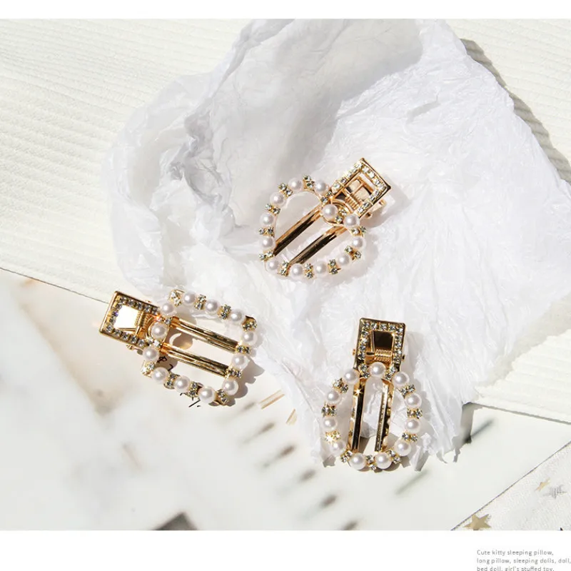 Женские заколки для волос MuHan круглые квадратные с кристаллами и жемчугом| |