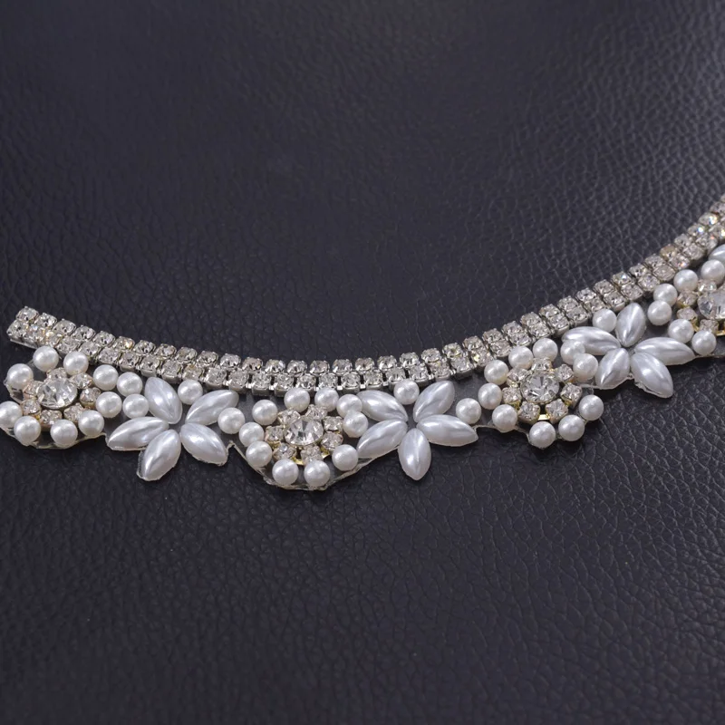 2 шт./лот с жемчугом и железными стразами для женщин платье цветочной аппликацией