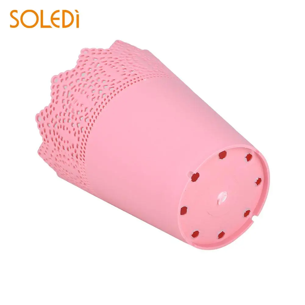 SOLEDI Flower Pots Vase Plastic Contemporary Lace Pink/White/Blue/Purple Desk Tidy Holder Storage Home Decoration | Дом и сад