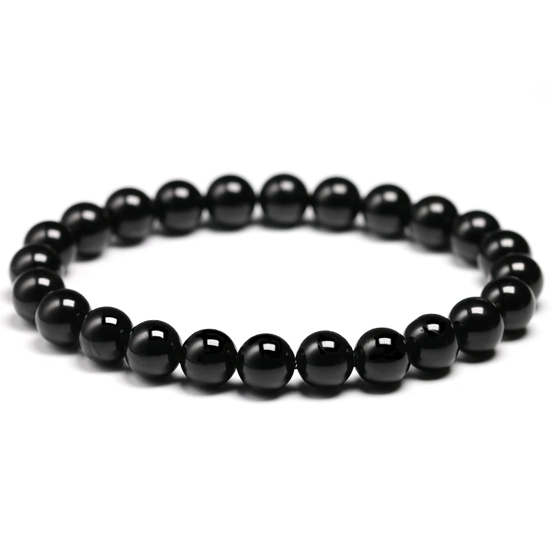 Beads 8mm Натуральный черный турмалиновый браслет 6 8 10 мм камень бусины браслет драгоценный камень энергетический браслет для мужчин Йога Энергия ручной работы женский подарок - Цвет камня: Beads 8mm
