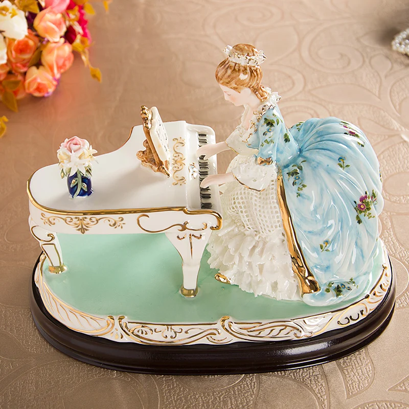 Элегантная Западная керамика статуэтка для игры на фортепиано декоративные