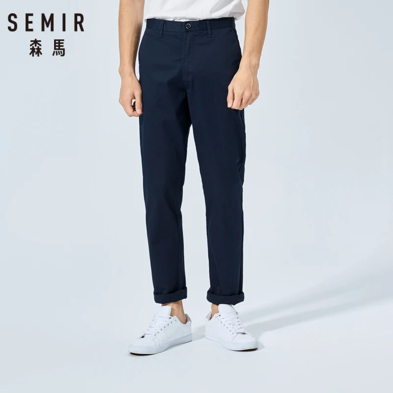 SEMIR повседневные брюки мужские летние новые Брендовые мужские брюки одноцветные прямые брюки корейский Молодежный тренд