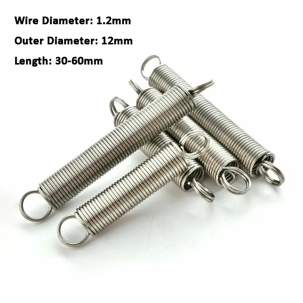 

5Pcs Wire Diameter 1.2mm Dual Hook Small Expansion Tension Spring Hardware Accessories 304 Stainless Steel Outer Diameter 12mm