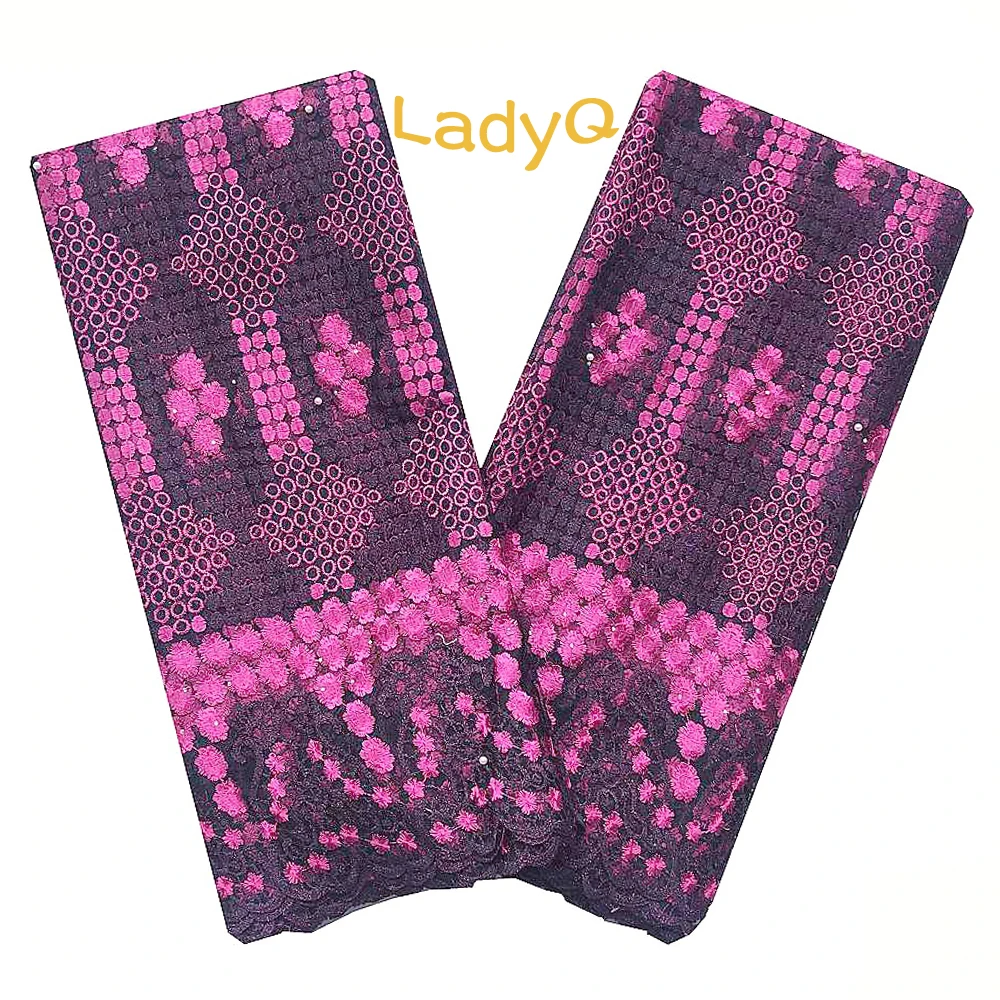 Кружевная ткань 5 ярдов кружевная в африканском стиле гипюр высокое качество