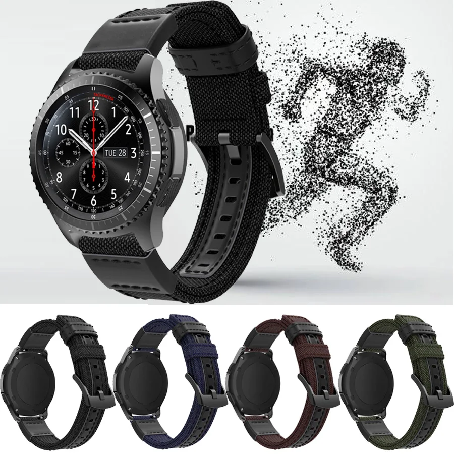 Спортивный тканый нейлоновый кожаный ремешок для часов Samsung galaxy Watch 46 мм быстрая