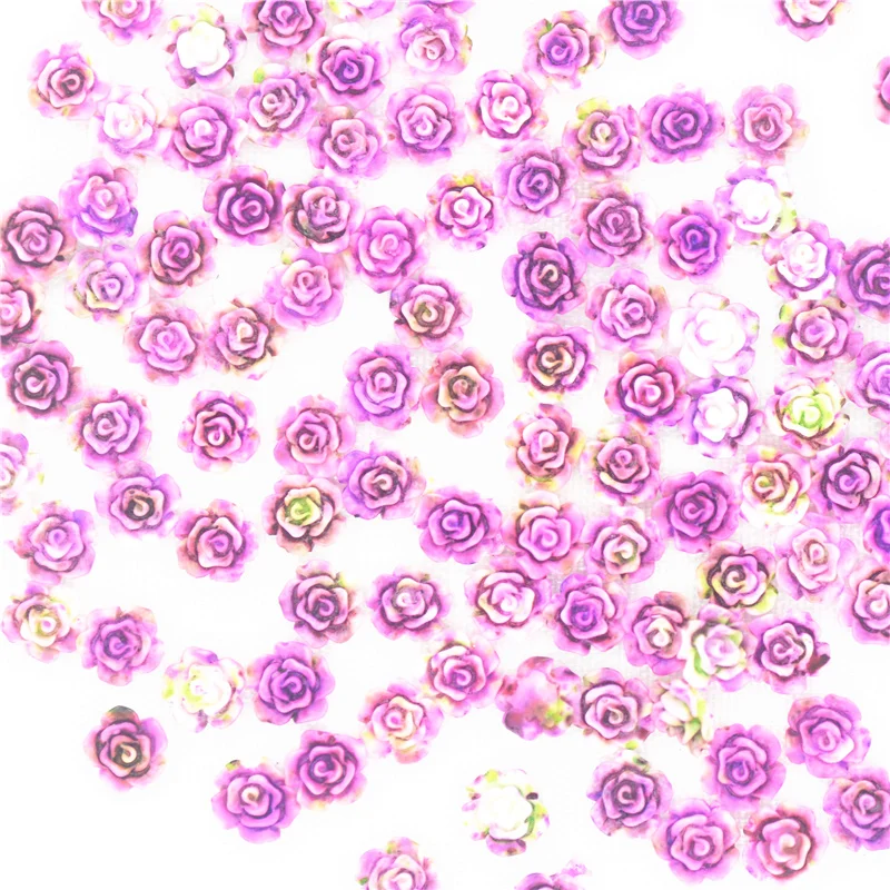 50 шт. 5 мм фантастические фиолетово-зеленые цветы из смолы с плоской задней