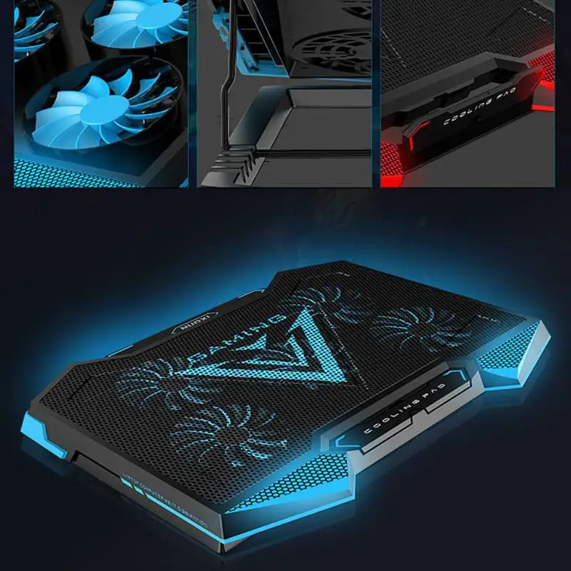 Multi-range Adjustable 5 Fans Gaming Laptop Cooling Pad Stand for15.6 17.3 18 19 Inch Notebook USB Port Back Light | Компьютеры и офис