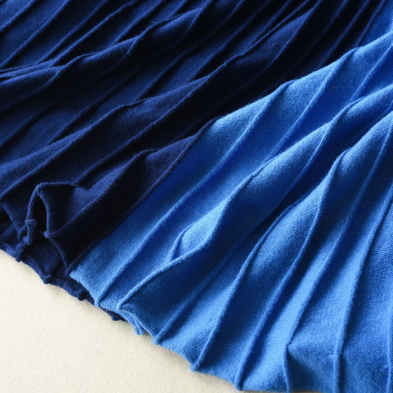 Женские вязаные юбки осенне-зимняя теплая кашемировая плиссированная юбка