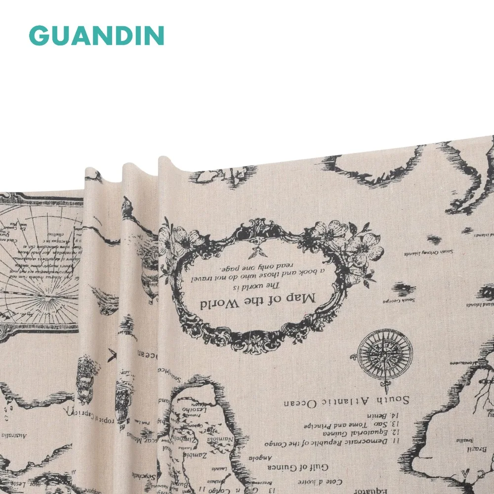 GUANDIN, хлопковая льняная ткань с принтом для квилтинга/шитья своими руками/скатерти для дивана/покрывало для мебели/материал для подушки карта мира 100*145 см