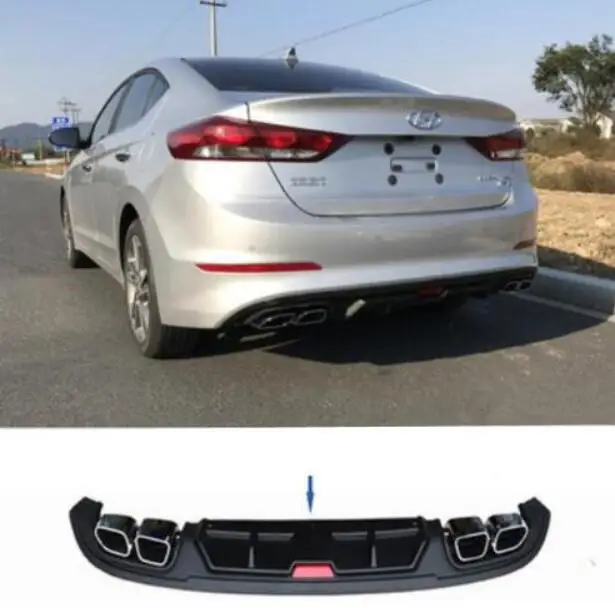 1.6 T BLACK ABS задний багажник спойлер диффузор выхлопной бампер Защитная крышка для hyundai Elantra - Цвет: 1.6 T BLACK