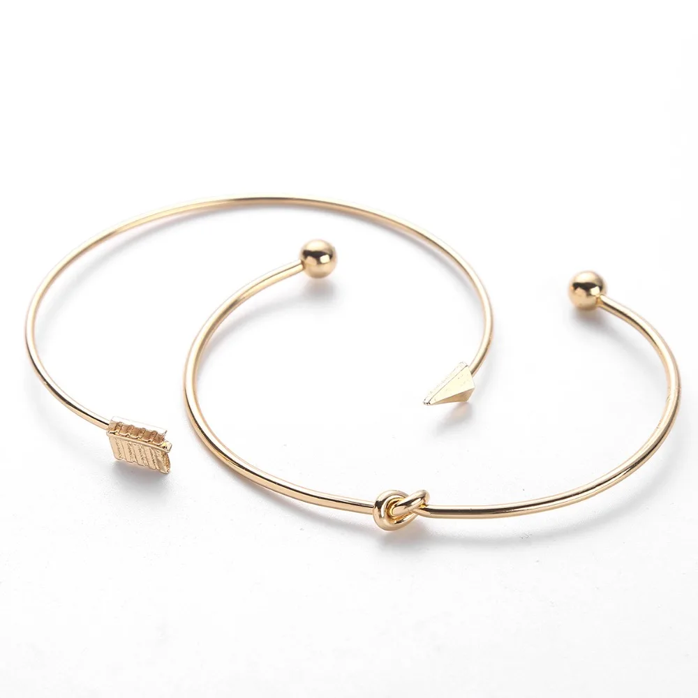 2 шт./компл. Классический Браслет-манжета с узлом для женщин золотой цвет Открытый