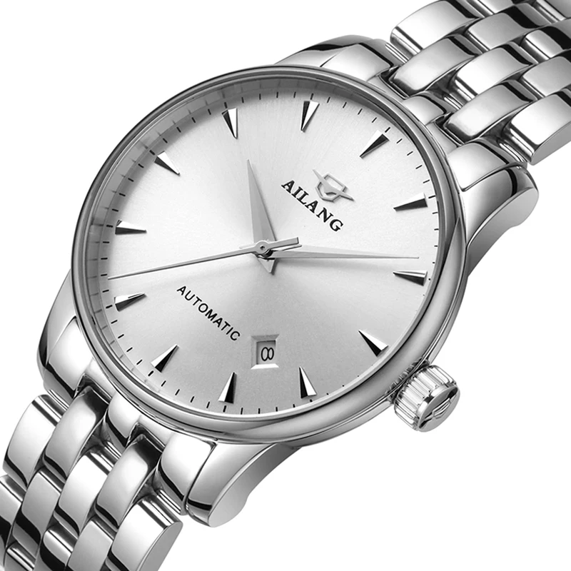 Часы AILANG для мужчин механические из стали водонепроницаемые простой с