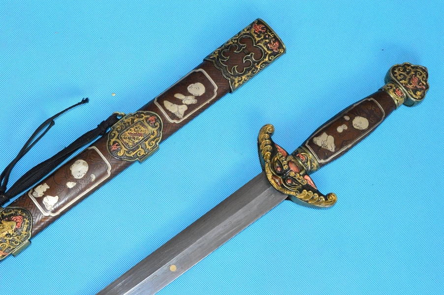 Винтажный меч для Кунг Фу самурайский нож Катана заточенный Дамасская сталь