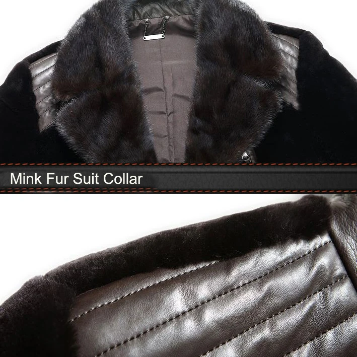 Популярная мужская черная норковая шерсть отложной воротник двойная нагрудная