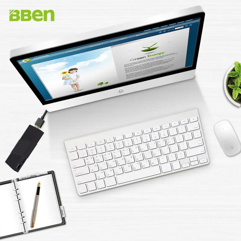 BBen MN9 Mini PC Windows 10 + Ubuntu вариант Intel Z8350 4 ядра 4G RAM 64g ROM Wi Fi BT4.0 мини компьютер ТВ Stick