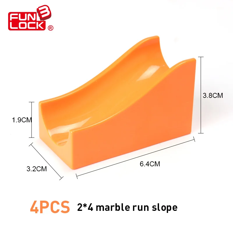 Funlock Duplo marble Run, пластиковые блоки для сборки, детали для детей, креативные развивающие строительные игрушки для детей - Цвет: 4pcs 2x4 slope