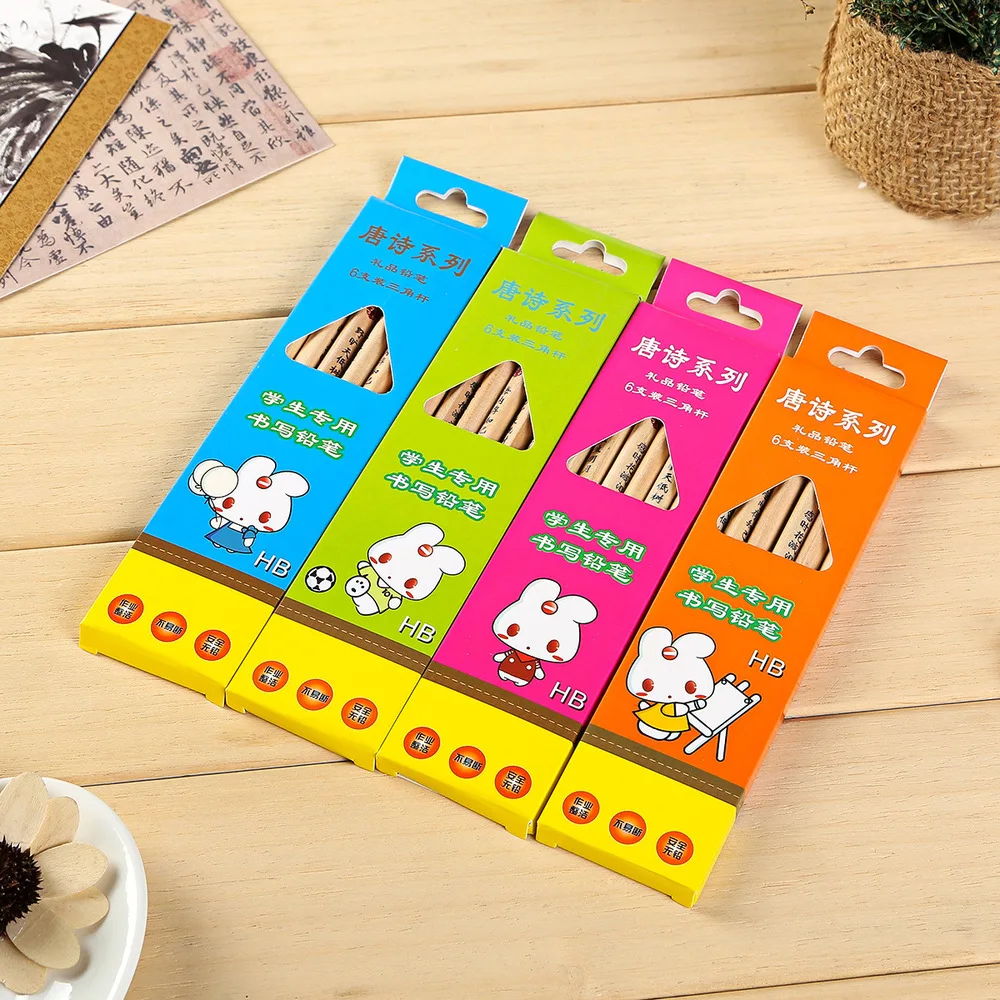 Карандаш в стиле ретро с треугольным удилищем 6 подарков креативный зеленый