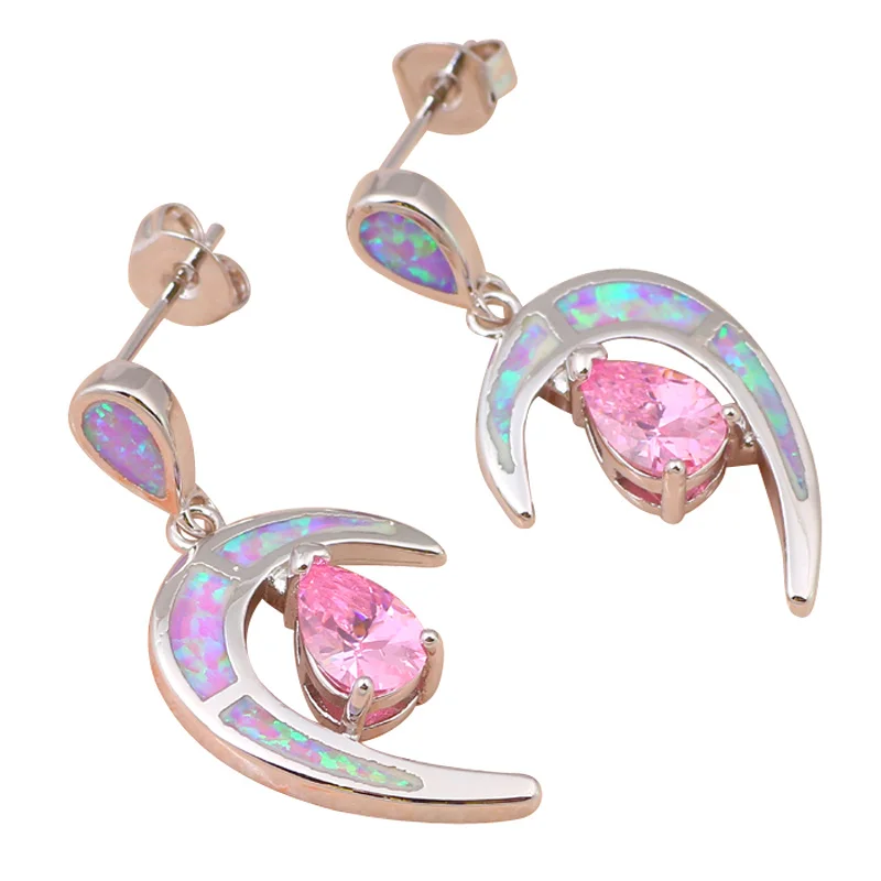C дизайн Подвески-талисманы розовый кристалл инкрустация Розовый огненный опал