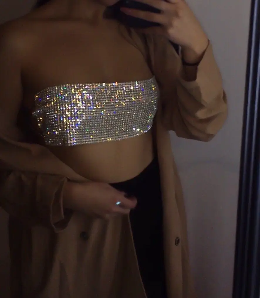 Летний новый стиль модный топ на бретелях с блестками сексуальный вырезом