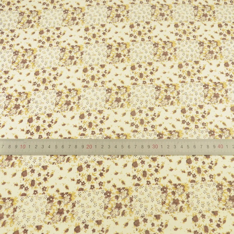 Ткань из 100% хлопка с принтом в виде темно-коричневых цветов для лоскутов | Дом и