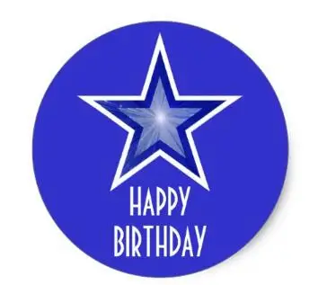 

1.5inch HDark Blue Star 'Happy Birthday' round blue Classic Round Sticker