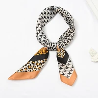 yishine new summer 70x70cm women multifunction silk scarf leopard prints small square bandana wraps scarves shawl handkerchief