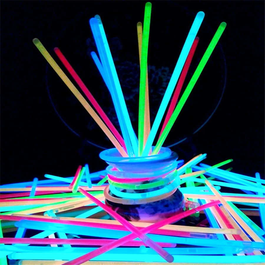 100 Pcs Party Neon Glowstick Light Stick Kids Funny Glow Toys in the Dark Fluorescent Bracelet Toy For | Дом и сад