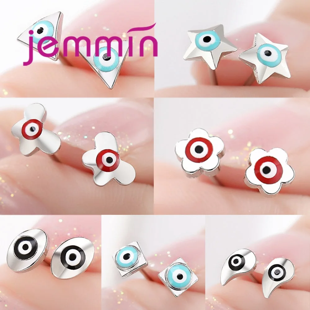 Милые маленькие эмалевые серьги гвоздики с глазами новый дизайн золотистый и