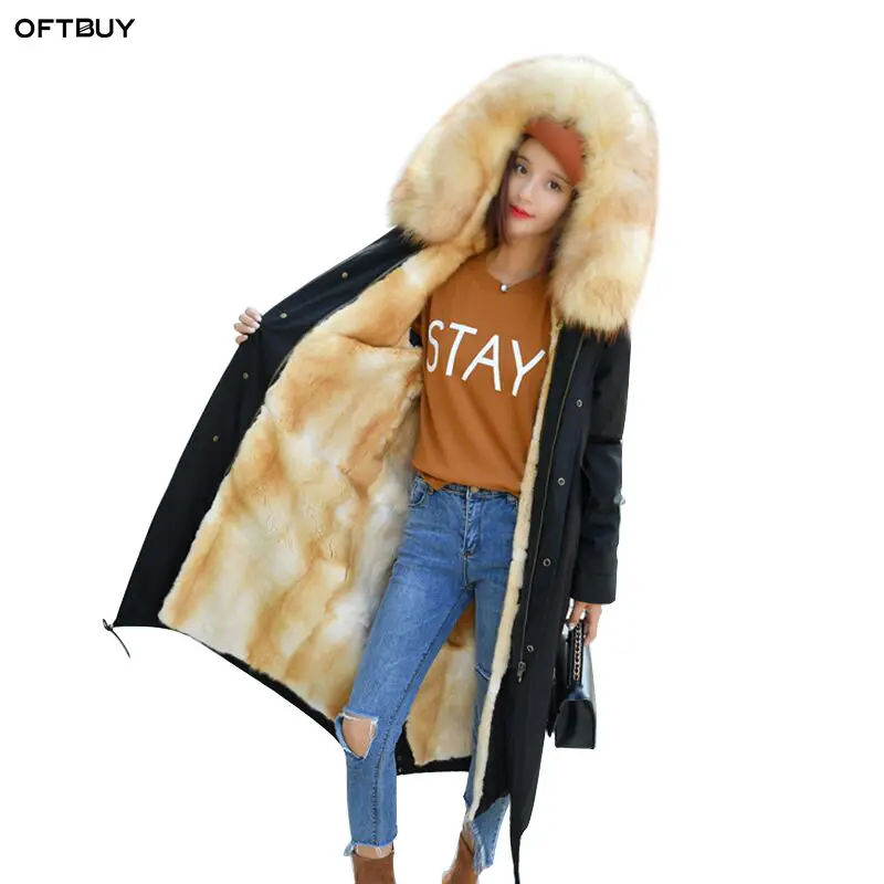 OFTBUY 2021 норковая шуба из натурального меха зимняя куртка женские парки