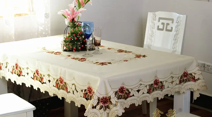 210 # квадратный круглый стол с горячей вышивкой скатерть обеденный коврик чехол