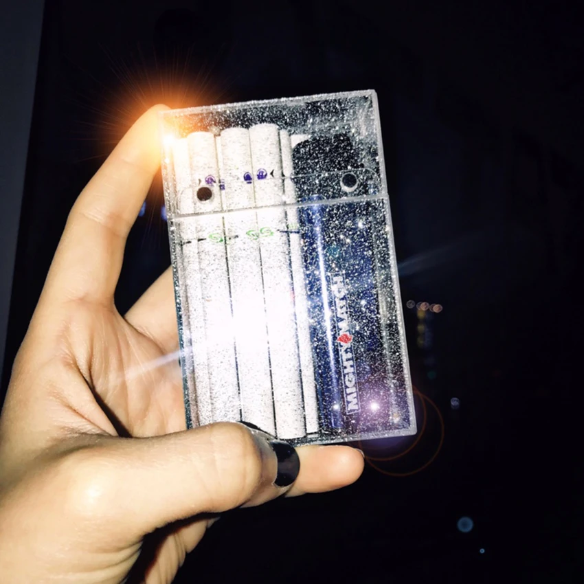 Рождественский Модный женский чехол для сигареты с блестками ультратонкая