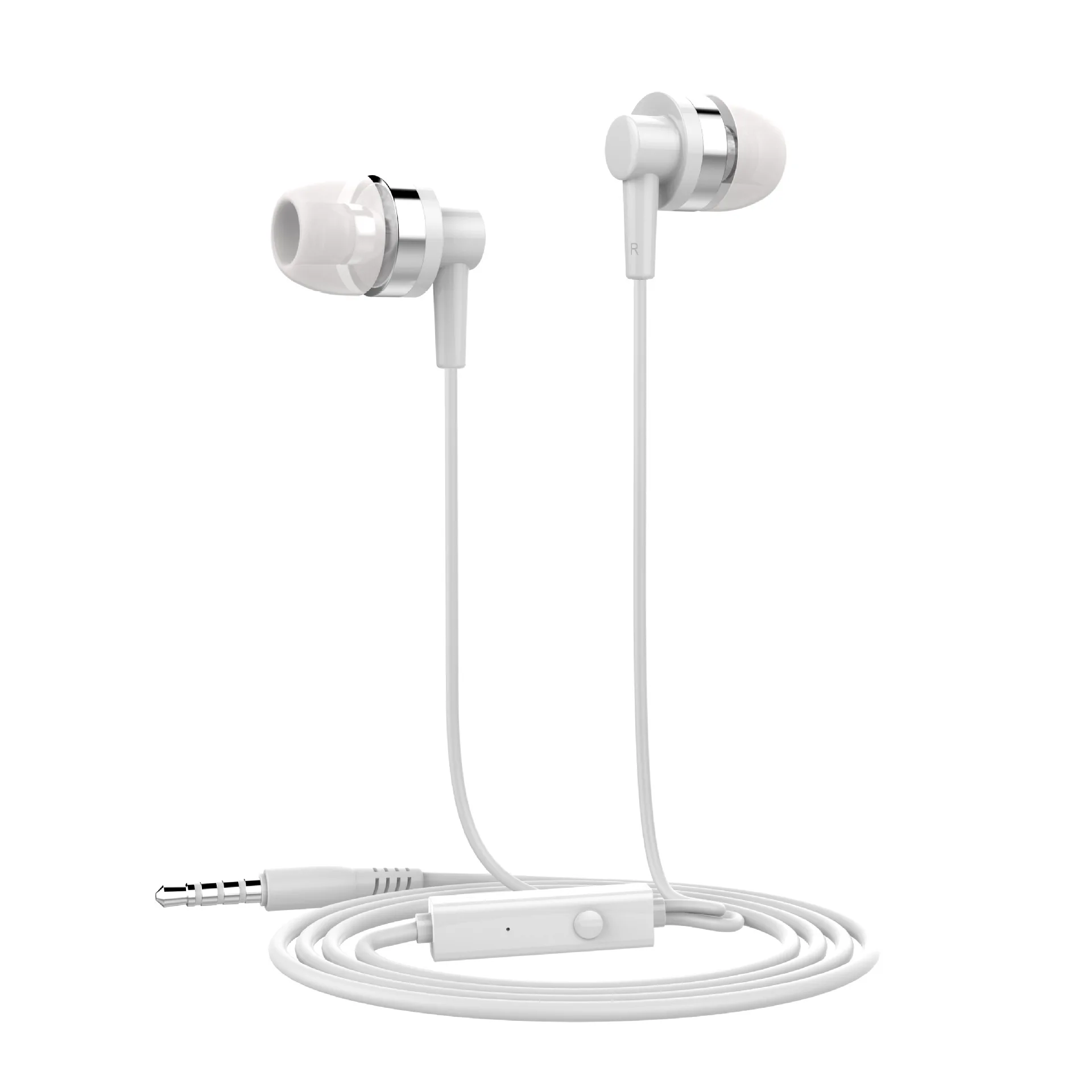 Белый 3.5mm In-ear with Microphone Wire Headset Stereo Bass Outdoors Sport Headset Mini Long Standby Call Wire Headphone for Phone - Цвет: Белый