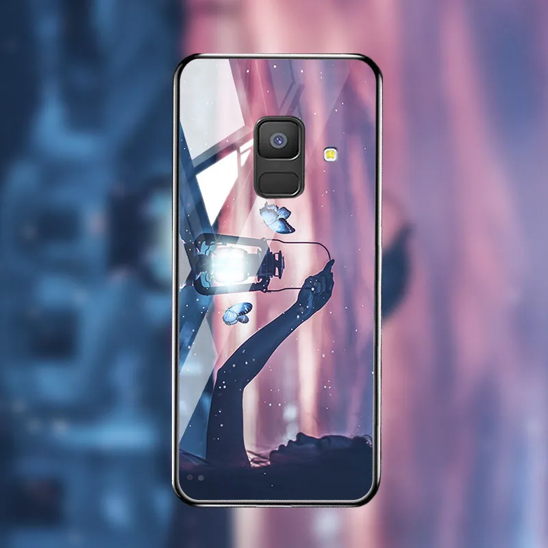 M013 Soaptree чехол из закаленного стекла для samsung Galaxy A8 A6 Plus чехол s Star Space мультфильм для samsung A8 A730F A530F чехол бампер - Цвет: M013