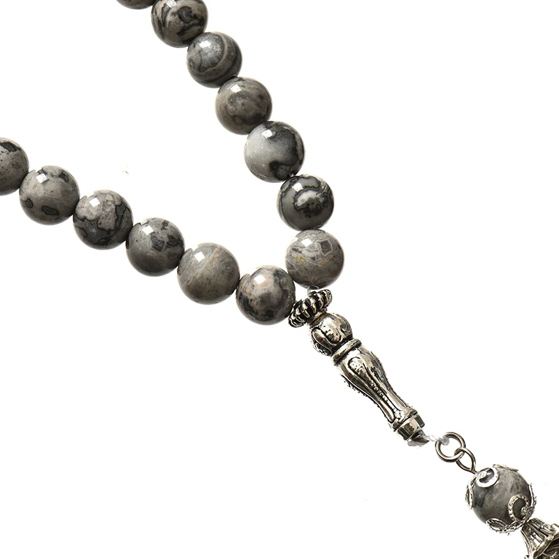 Natural Mapstone 8mm Prayer Beads Islamic Muslim Tasbih Allah Rosary Meditation Bead for Men Women jewelry 16inch F006 | Украшения и