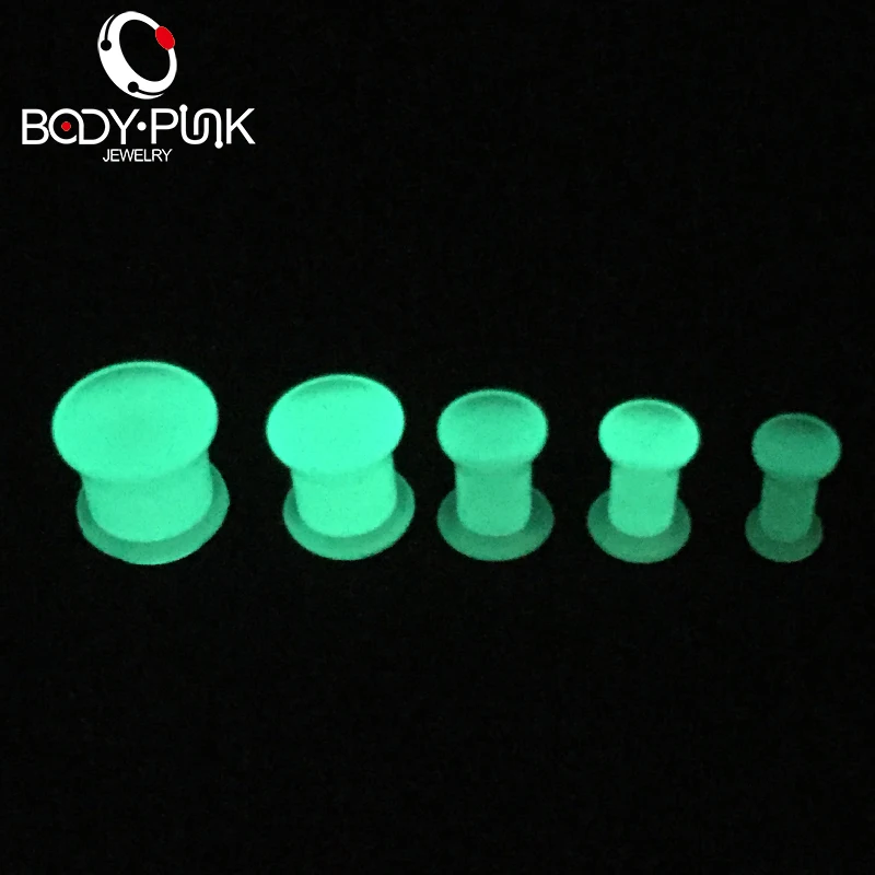 Тело панк ювелирные изделия синий акрил светится в темноте штекер для тоннелей