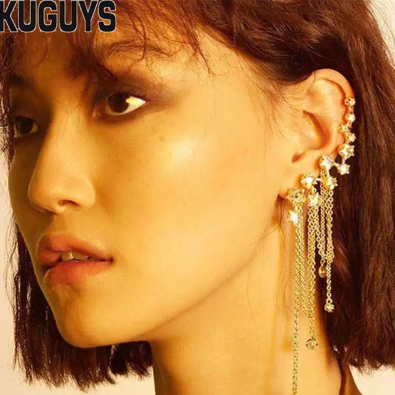 BlingBling кристаллы звезда длинные серьги с кисточками для женщин модные ювелирные