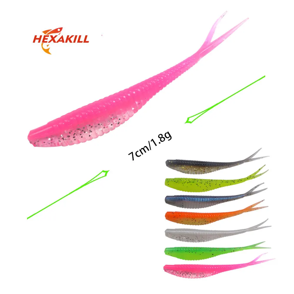 

Hexakill 3pcs/lot 10pcs/lot 7cm 1.8g Worm Soft Lures Artificial Fishing Baits Wobbler Carp Fishing Tackle Shad silicone