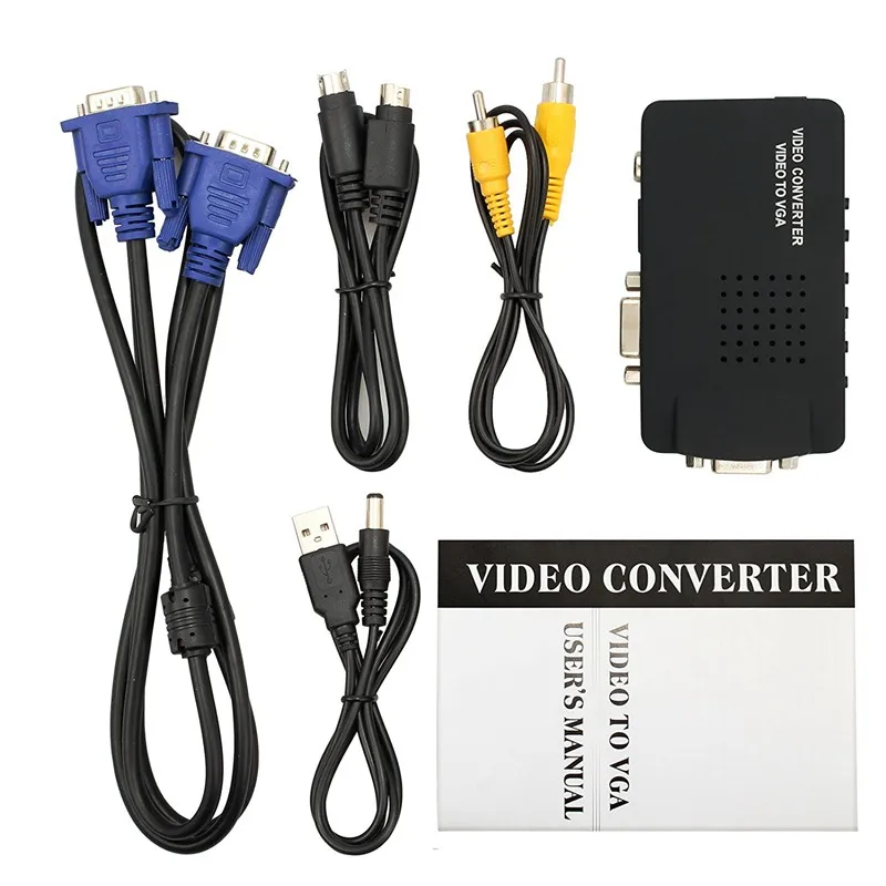 Композитный преобразователь RCA AV S Video to VGA Box CC TV DVR PC Laptop проектор вход к выход