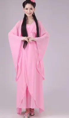 Розовый Для женщин Kong Fu косплей костюм феи Hanfu одежда китайское традиционное древнее платье танцевальная сценическая Ткань Классический Nv белый костюм - Цвет: Розовый