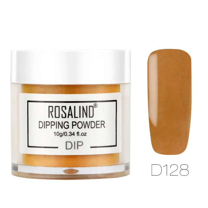 D128 ROSALIND порошок погружения 10 г ногтей натуральный цвет голографический блеск ногтей порошок для ногтей маникюр ногтей верхнее основание пальто не нужно лампы лечения - Цвет: D128