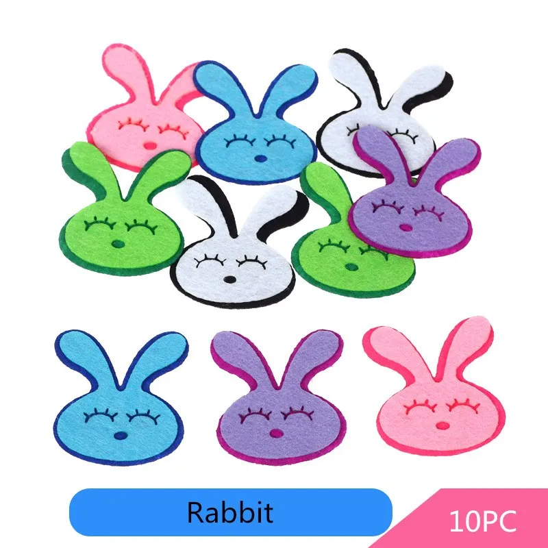 Children DIY Creative Cute Non-woven Fabric Patch Kids Sewing Craft Supplies Scrapbooking Decoration Stickers Handmade Materials - Цвет: Rabbit 10PC