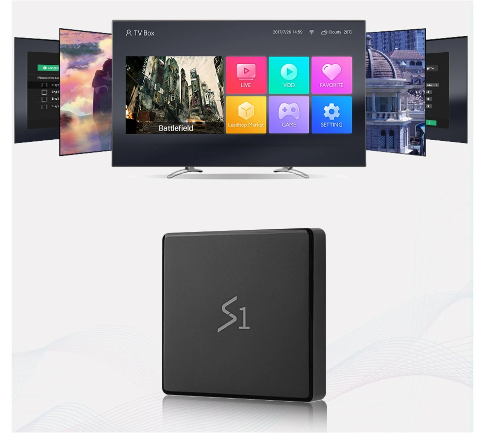 Leadcool S1 Android 8,1 ТВ коробка RK3229 1+ 8G/2+ 16G четырехъядерный Поддержка 2,4 ГГц WI-FI 4 K H.265 декодер 100 M LAN мультимедийный проигрыватель на Android