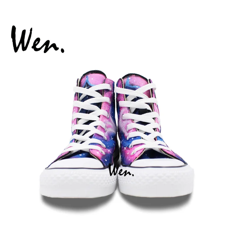Вэнь Оригинальные кроссовки Ручная роспись обувь дизайн на заказ розовые синие