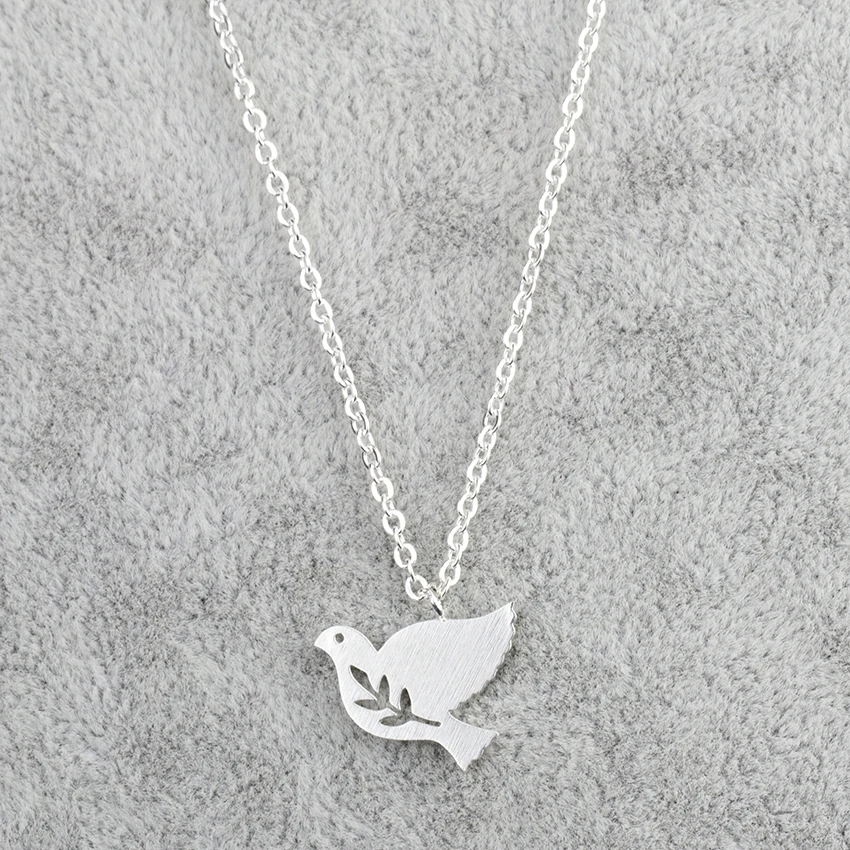V Attract 10Pcs Lot Jewelry Wholesale Delicate Pigeon Bird Peace Necklaces Pendants Stainless Steel Chain Collier Femme | Украшения и