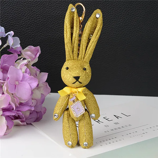 8 19cm Glitter Rivets, matte, diamonds, long ears Rabbit Doll Baby Soft Plush Stuffed&Plush Animal keychain toys - Цвет: 8