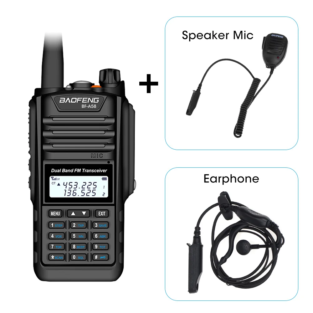 add 2 PCS Baofeng BF-A58 портативная рация IP68 Водонепроницаемый 128CH двухдиапазонный UHF VHF двухстороннее радио Ручной fm-приемопередатчик CB Ham радиостанция - Цвет: add 2 PCS