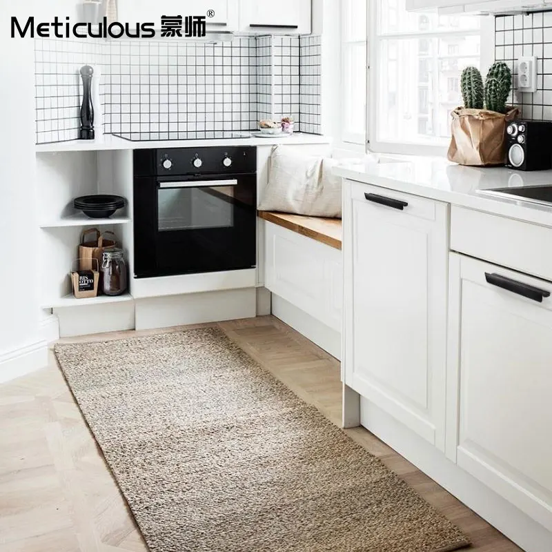 Meticulous Super Large Size Cabinet Handle Solid Aluminium Pull Black Finish Hole Distance 96mm-500mm cupboard drawer handle |